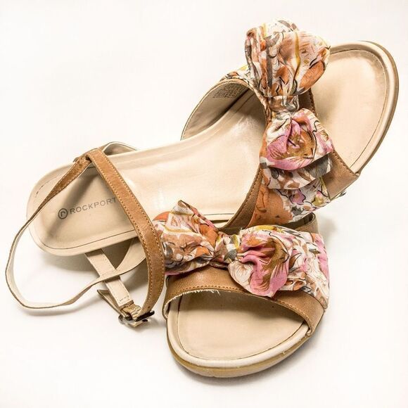 Rockport Floral Espadrille Wedge Sandals adiPRENE by Adidas Sz 10M - Picture 1 of 11